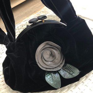 Marc Jacobs Black Velvet with python and ostrich skin flowers $2900